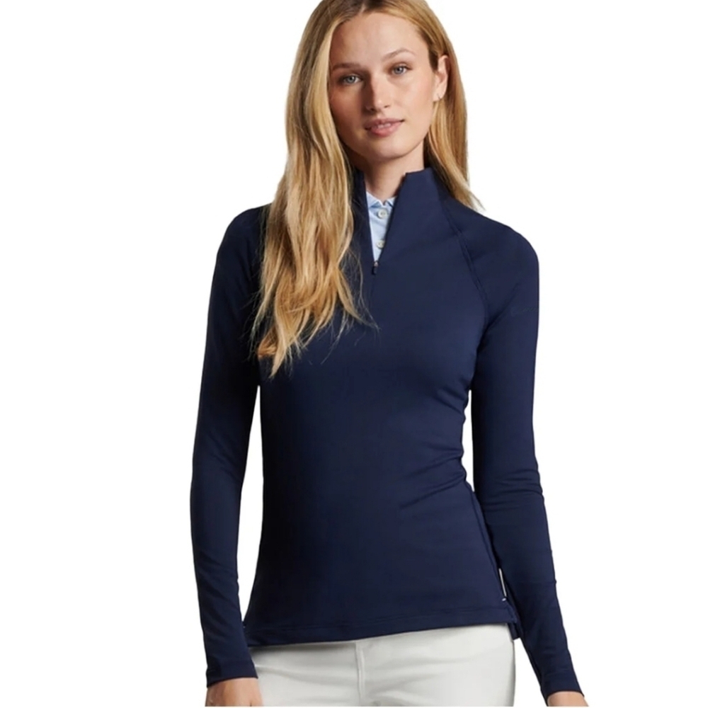 Peter Millar Women's Navy Blue 3/4 Zip Long Sleeve Top Size Small NWT